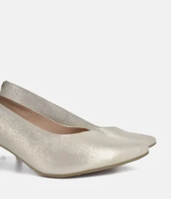 Bioeco Gold Shimmer Leather Stiletto Heels