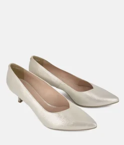 Bioeco Gold Shimmer Leather Stiletto Heels