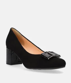 Bioeco Plush Black Suede Block Heel Shoes