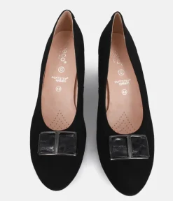 Bioeco Plush Black Suede Block Heel Shoes