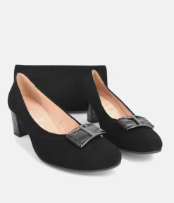 Bioeco Plush Black Suede Block Heel Shoes