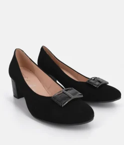 Bioeco Plush Black Suede Block Heel Shoes