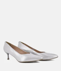 Bioeco Silver Shimmer Leather Stiletto Heels