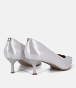 Bioeco Silver Shimmer Leather Stiletto Heels