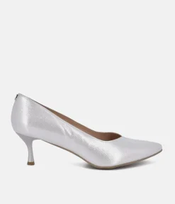 Bioeco Silver Shimmer Leather Stiletto Heels