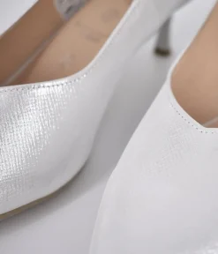 Bioeco Silver Shimmer Leather Stiletto Heels