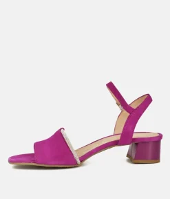 Bioeco Stylish Fuchsia Pink Low Block Heel Sandals