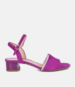 Bioeco Stylish Fuchsia Pink Low Block Heel Sandals