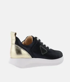 Bioeco Stylish Navy Shimmer Lace Up Trainers