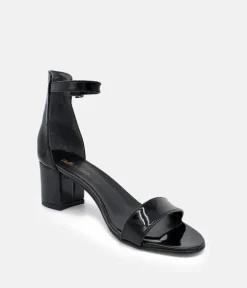 Black Patent Barely There Block Heels