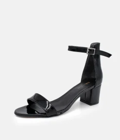 Black Patent Barely There Block Heels
