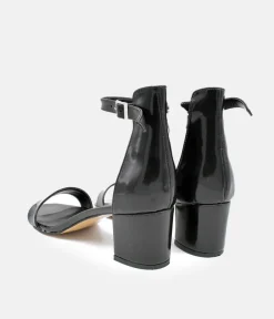 Black Patent Barely There Block Heels