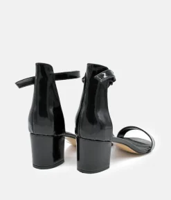 Black Patent Barely There Block Heels