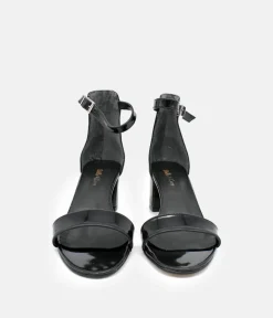 Black Patent Barely There Block Heels