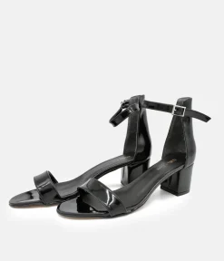 Black Patent Barely There Block Heels