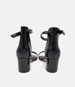Black Patent Barely There Block Heels