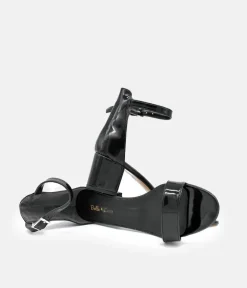 Black Patent Barely There Block Heels