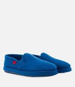 Blue Alpine Felt Closed-Back Slippers