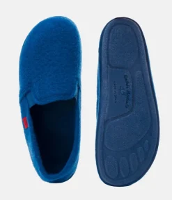 Blue Alpine Felt Closed-Back Slippers