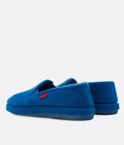 Blue Alpine Felt Closed-Back Slippers