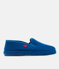 Blue Alpine Felt Closed-Back Slippers