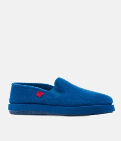 Blue Alpine Felt Closed-Back Slippers