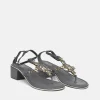 BOTTEGA Black Embellished Block Heel Sandal