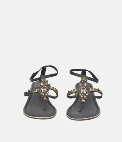 BOTTEGA Black Embellished Block Heel Sandal