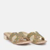 Bottega Gold/Green Leather Embellished Slip On Sandal