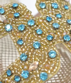 Bottega Gold/Green Leather Embellished Slip On Sandal