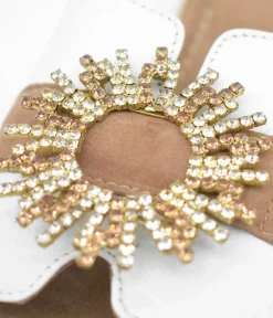 BOTTEGA Leather/Suede Embellished Slip On Sandal