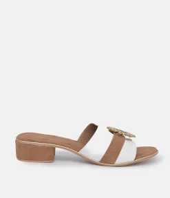 BOTTEGA Leather/Suede Embellished Slip On Sandal