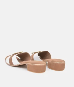 BOTTEGA Leather/Suede Embellished Slip On Sandal