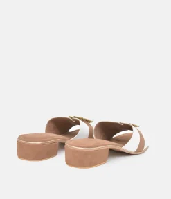 BOTTEGA Leather/Suede Embellished Slip On Sandal
