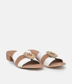BOTTEGA Leather/Suede Embellished Slip On Sandal