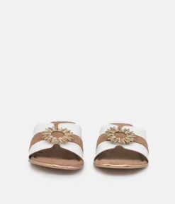 BOTTEGA Leather/Suede Embellished Slip On Sandal