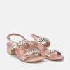 BOTTEGA Rose Gold Embellished Block Heel Sandal