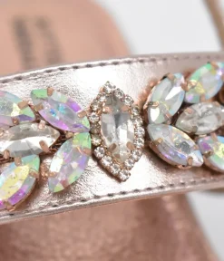 BOTTEGA Rose Gold Embellished Block Heel Sandal