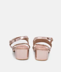 BOTTEGA Rose Gold Embellished Block Heel Sandal