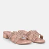 BOTTEGA Rose Gold Leather Embellished Slip On Sandal
