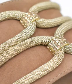 BOTTEGA Suede and Crystal Rope Embellished Slip On Sandal