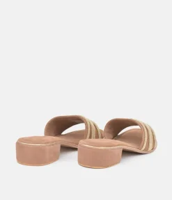 BOTTEGA Suede and Crystal Rope Embellished Slip On Sandal