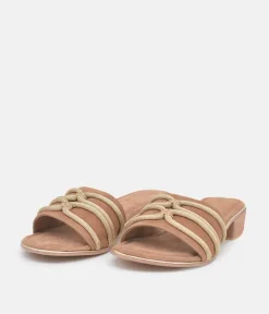 BOTTEGA Suede and Crystal Rope Embellished Slip On Sandal