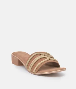 BOTTEGA Suede and Crystal Rope Embellished Slip On Sandal