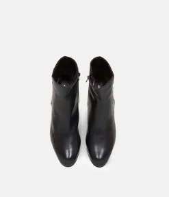 Brenda Zaro Classic Black Leather Ankle Boots