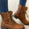 Casual Cosy Lined Mustang Cognac Ankle Boots