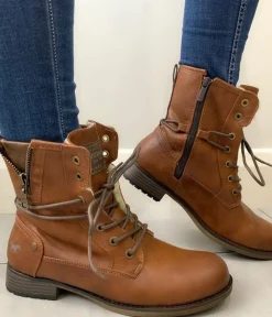 Casual Cosy Lined Mustang Cognac Ankle Boots