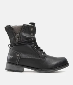 Casual Cosy Lined Mustang Black Ankle Boots