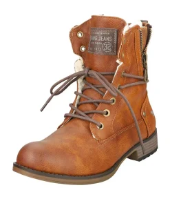 Casual Cosy Lined Mustang Cognac Ankle Boots