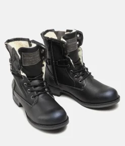 Casual Cosy Lined Mustang Black Ankle Boots